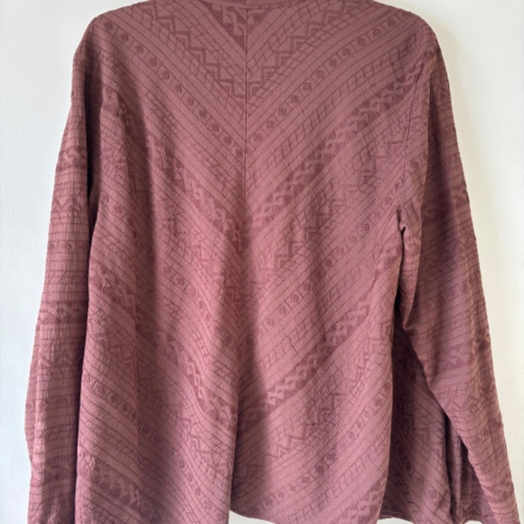 Coldwater Creek Brown Geometric Stripped Open Cardigan Large - Picture 3 of 4